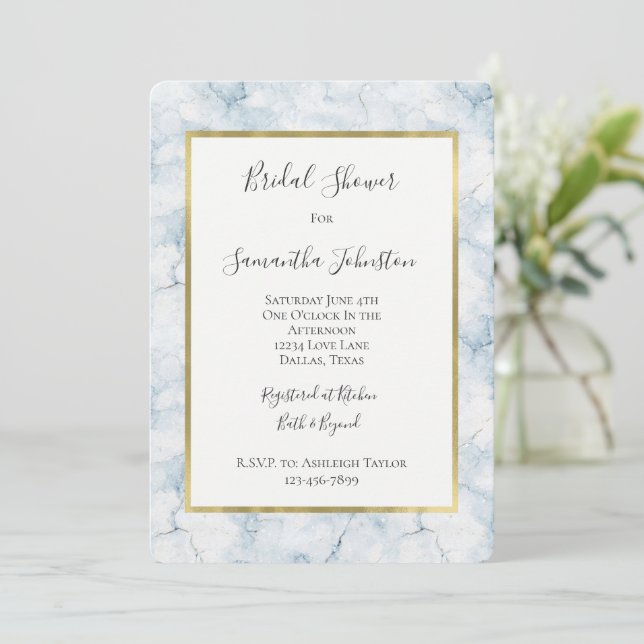 Pretty Light Blue Bridal Shower  Invitation (Standing Front)