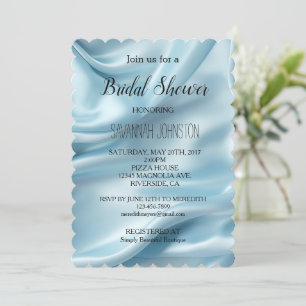 Pretty Light Blue Faux Satin Bridal Shower Invitation