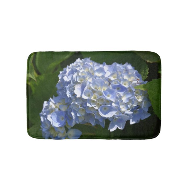 Pretty Light Blue Hydrangea Flowers Bath Mat (Front)