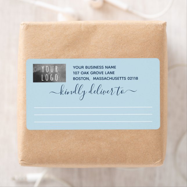 Pretty Light Blue Kindly Deliver To Logo (Insitu)
