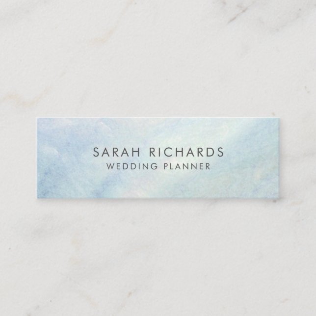 Pretty Light Blue Mother of Pearl Mini Business Card (Front)