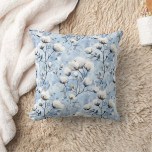 Pretty Light Blue White Floral Cushion