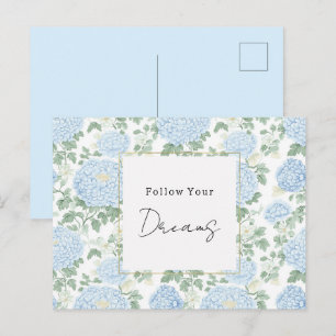 Pretty Light Blue White Flowers Dreams Postcard