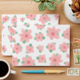 Pretty Light Coral Flowers Pattern Envelope