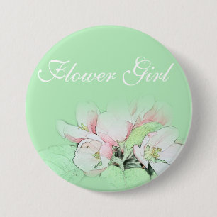 Pretty light pink apple flower flower girl 7.5 cm round badge