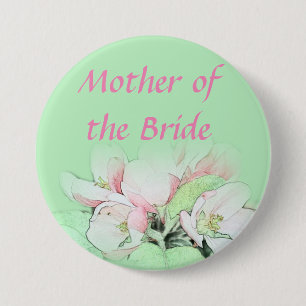 Pretty light pink apple flower mother of bride 7.5 cm round badge