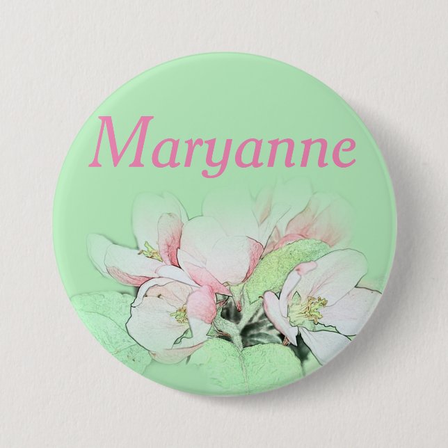 Pretty light pink apple flower name pin (Front)