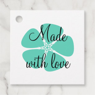 Pretty Light Teal Floral Made With Love Gift Tag