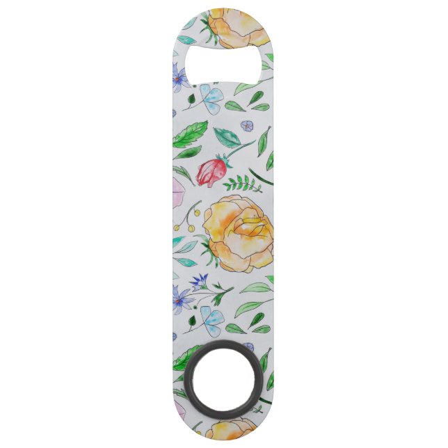 Pretty Light Watercolor Flowers and Buds Pattern (Front)