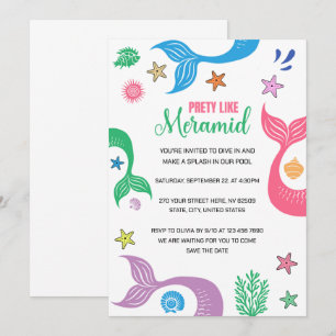 Pretty Like a Mermaid Beach Bachelorette Party Invitation