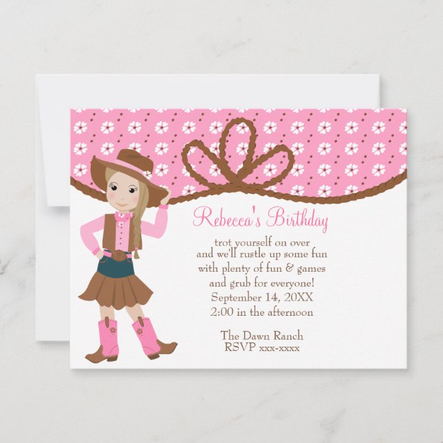 Pretty Lil' Cowgirl! Invitation (Front)