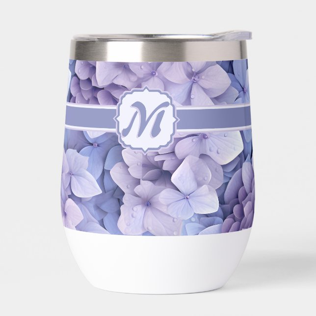  Pretty Lilac Blue  Hydrangea Monogram (Left)