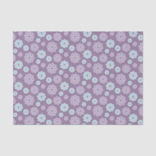 Pretty Lilac Purple and Blue Flower Pattern Tissue Paper
