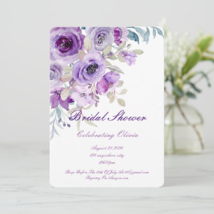 pretty lilac purple bridal shower invitation