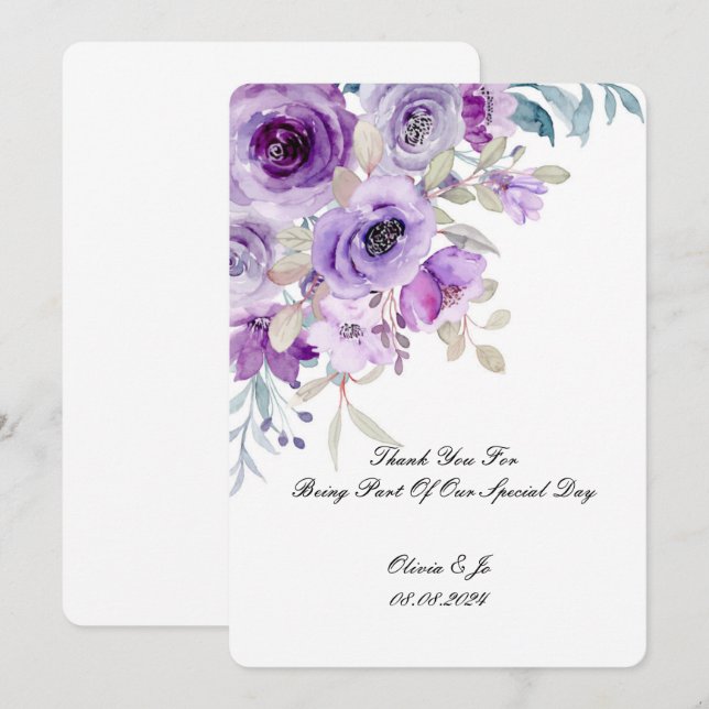 pretty lilac purple thank you card (Front/Back)
