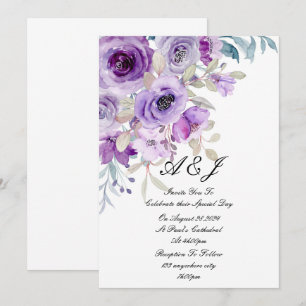 pretty lilac purple wedding invitation
