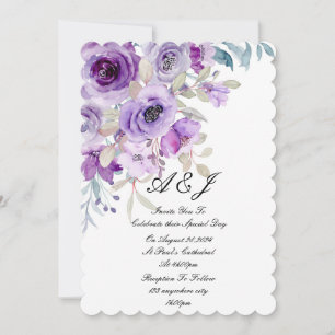 pretty lilac purple wedding invitation