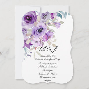pretty lilac purple wedding invitation