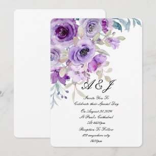pretty lilac purple wedding invitation
