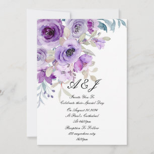 pretty lilac purple wedding invitation