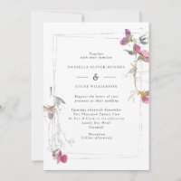 Pretty Lilac Summer Sweet Pea Wedding Invitation