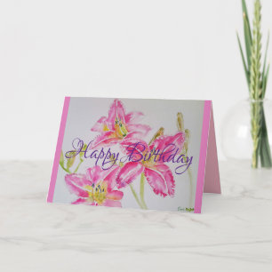 Pretty Lily In Pink Birthday Card