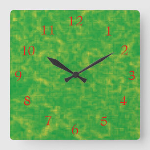 Pretty Lime Green and Yellow>Patterned Clock
