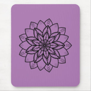 Pretty Line Art Mandala on Purple Mouse Mat