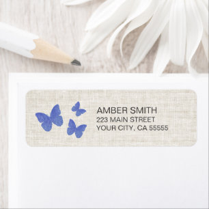 Pretty Linen Navy Blue Butterfly Watercolor Nature