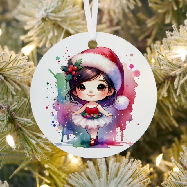 Pretty Little Ballerina Personalised Christmas Metal Tree Decoration (Insitu)