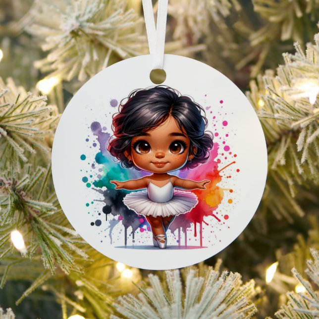 Pretty Little Ballerina Personalised Christmas Metal Tree Decoration (Insitu)
