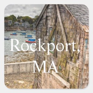 Pretty Little Beach Shack  Rockport, MA Square Sticker