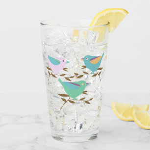 Pretty little birds on branches glass