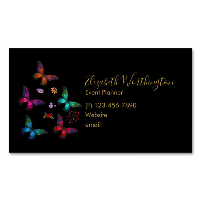 Pretty Little Butterflies Professional Magnetic Business Card (Front)