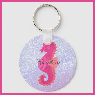 Pretty Little Cute Pink Seahorse  Key Ring