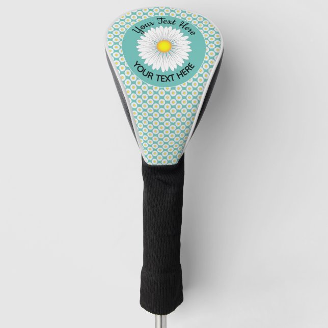 Pretty Little Daisy Custom Text Golf Head Cover (Front)
