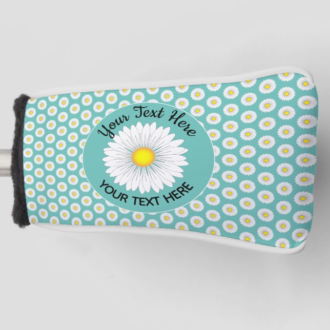 Pretty Little Daisy Custom Text Golf Putter Cover (Front)