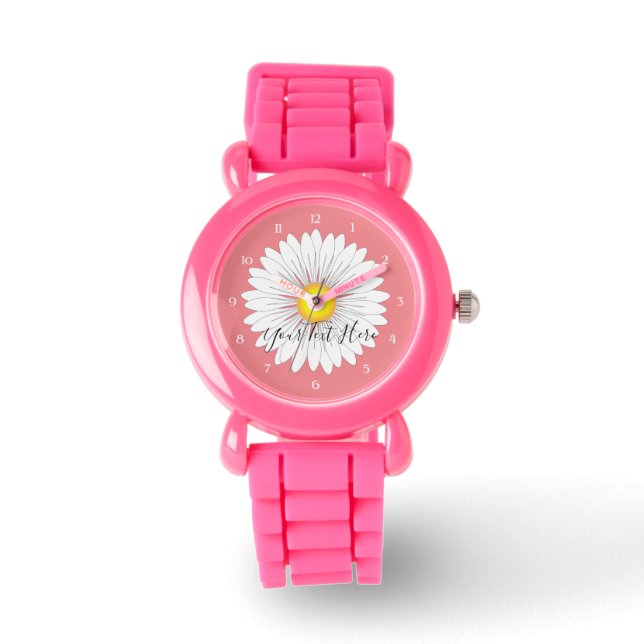 Pretty Little Daisy Kid's Pink Glitter Strap Watch (Front)