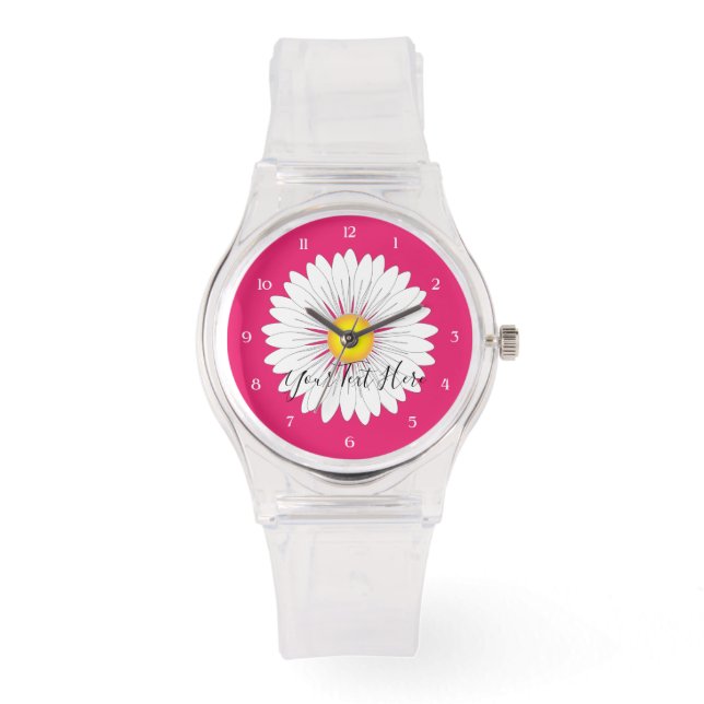 Pretty Little Daisy Sporty Pink Silicone Watch (Front)