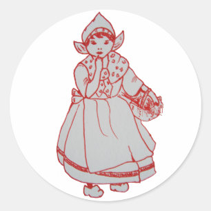 Pretty Little Dutch Girl Classic Round Sticker