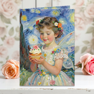 Pretty Little Fairy Girl & Butterfly Birthday Card