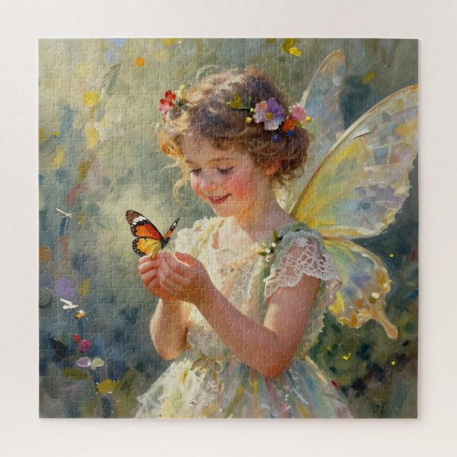 Pretty Little Fairy Girl holding a Butterfly Jigsaw Puzzle (Vertical)
