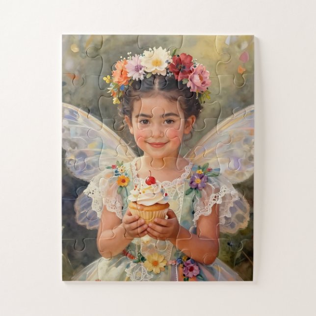 Pretty Little Fairy Girl holding a Cupcake Jigsaw Puzzle (Vertical)