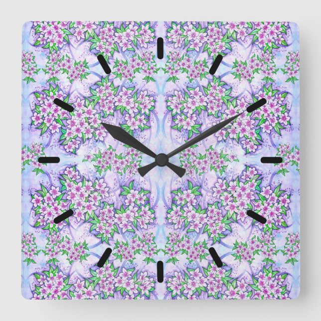 Pretty Little Flowers Acrylic Wall Clock (Front)