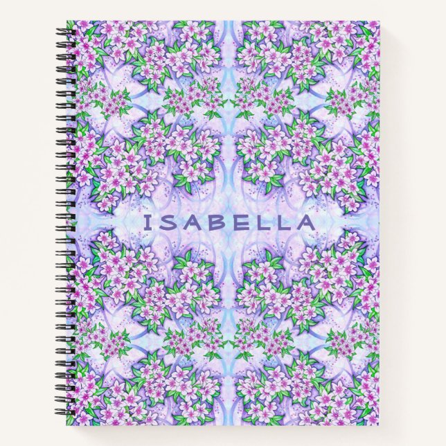 Pretty Little Flowers Personalised Spiral Notebook (Front)