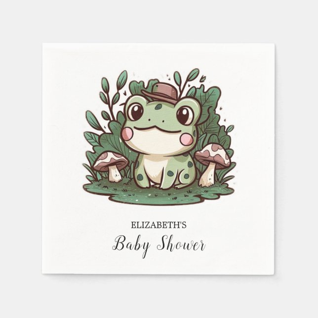 Pretty Little Frog Baby Shower  Napkin (Front)