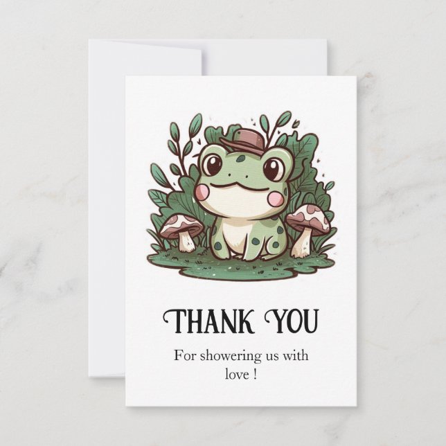  Pretty Little Frog Baby Shower Thank You Card (Front)