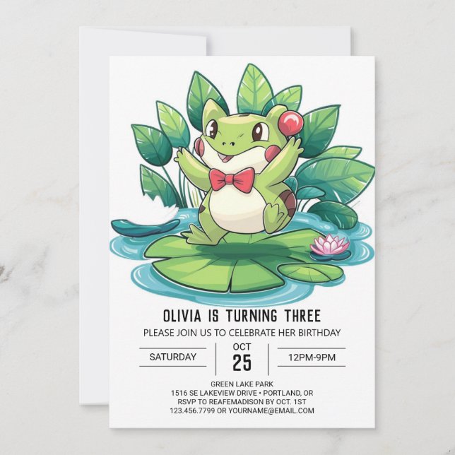Pretty Little Frog Digital Birthday Invitation (Front)