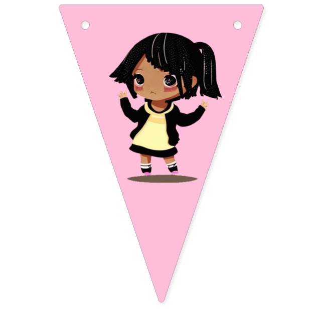 Pretty Little Girl Pink and Yellow Birthday Bunting (First Flag)