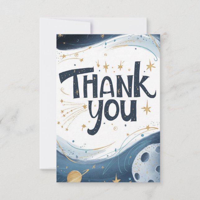Pretty Little Meteor Celestial Thank You Card (Front)